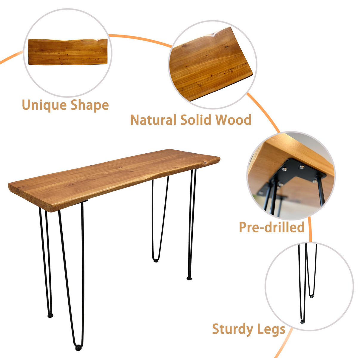 ESSTISCH Natur 108/37.5/76 cm - Naturfarben, Holz (37.5/108/76cm) - PANGIVO