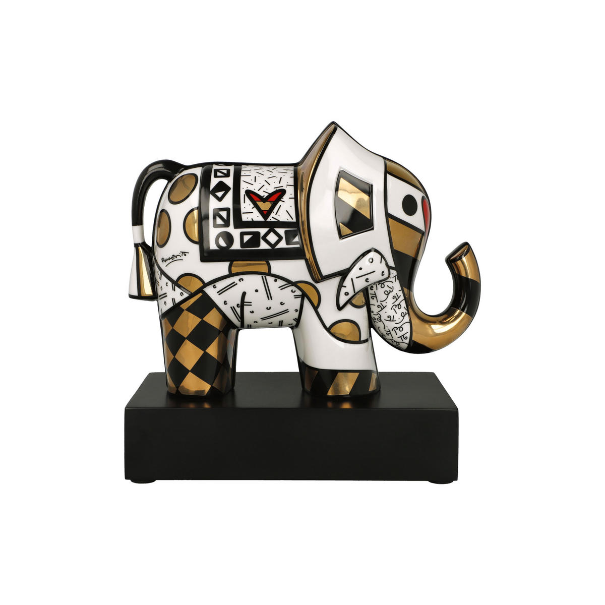 DEKOFIGUR Romero Britto - Golden Great India 2, Porzellan, Gold, 22 cm - Goldfarben, Keramik (12/22/22.5cm) - Goebel