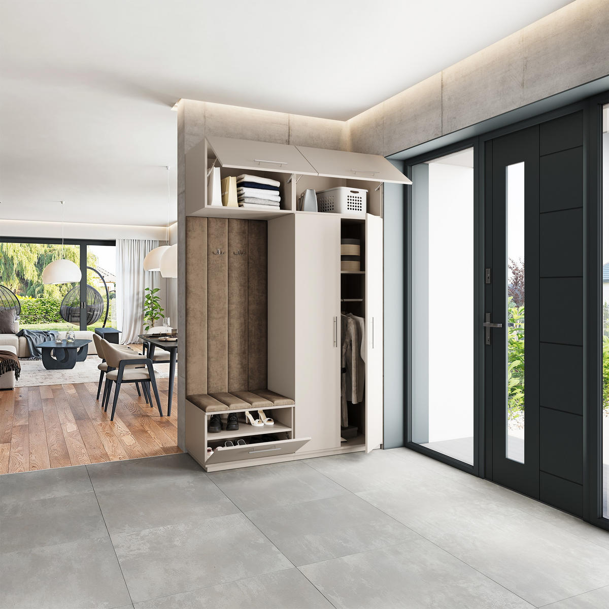 GARDEROBENSCHRANK REMA 150/240/60 cm Modern Garderobe-Set Kaschmir - Kaschmir/Beige, Holzwerkstoff (150/240/60cm) - MASSENO