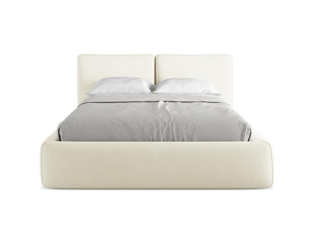 POLSTERBETT mit Bettkasten und Lattenrost 160x228 Beige - Beige/Schwarz, Kunststoff/Textil (140/200cm) - Makamii