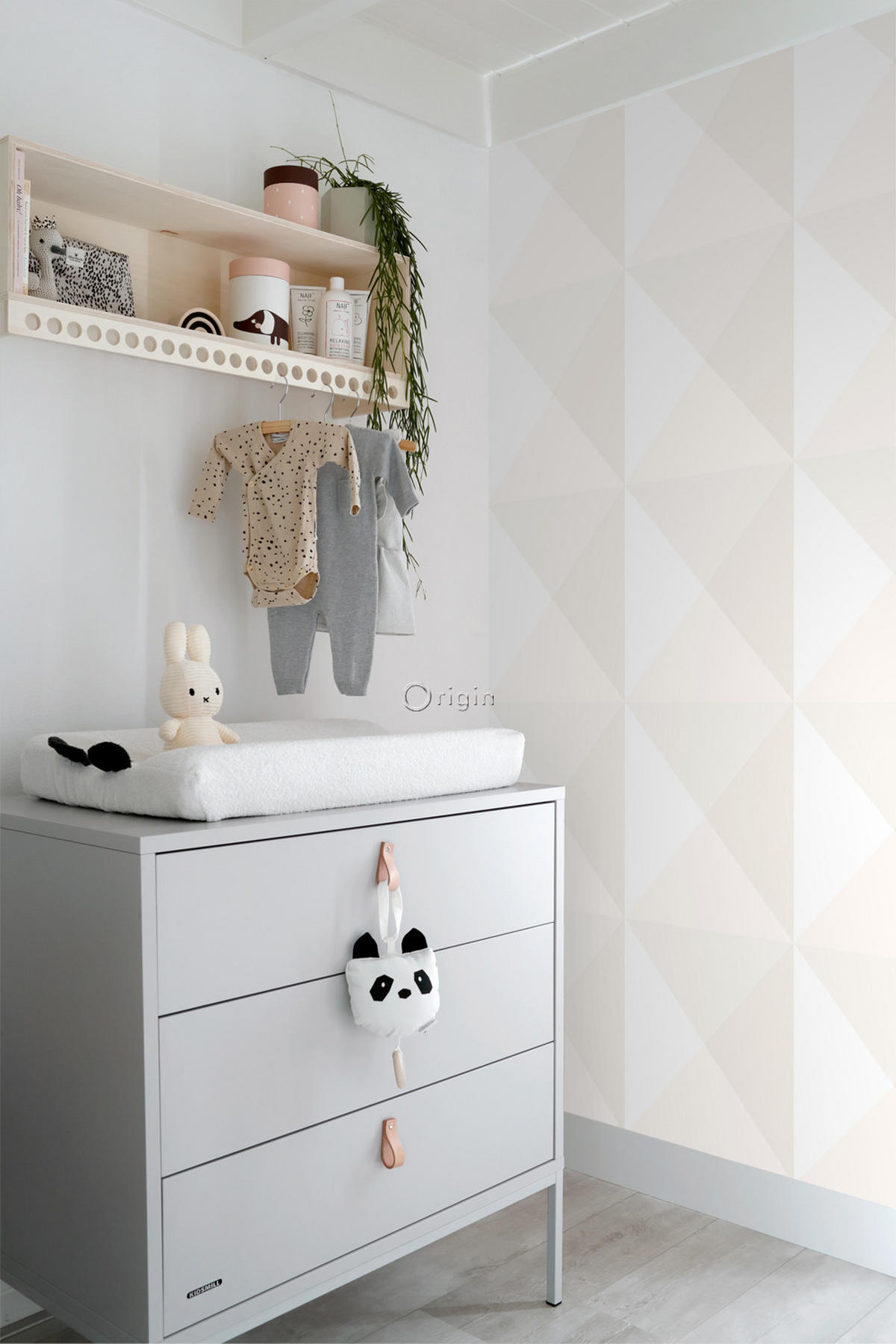 TAPETE große Dreiecke 53 cm x 10.05 m - Beige, Papier (53/0.1cm) - Origin Wallcoverings