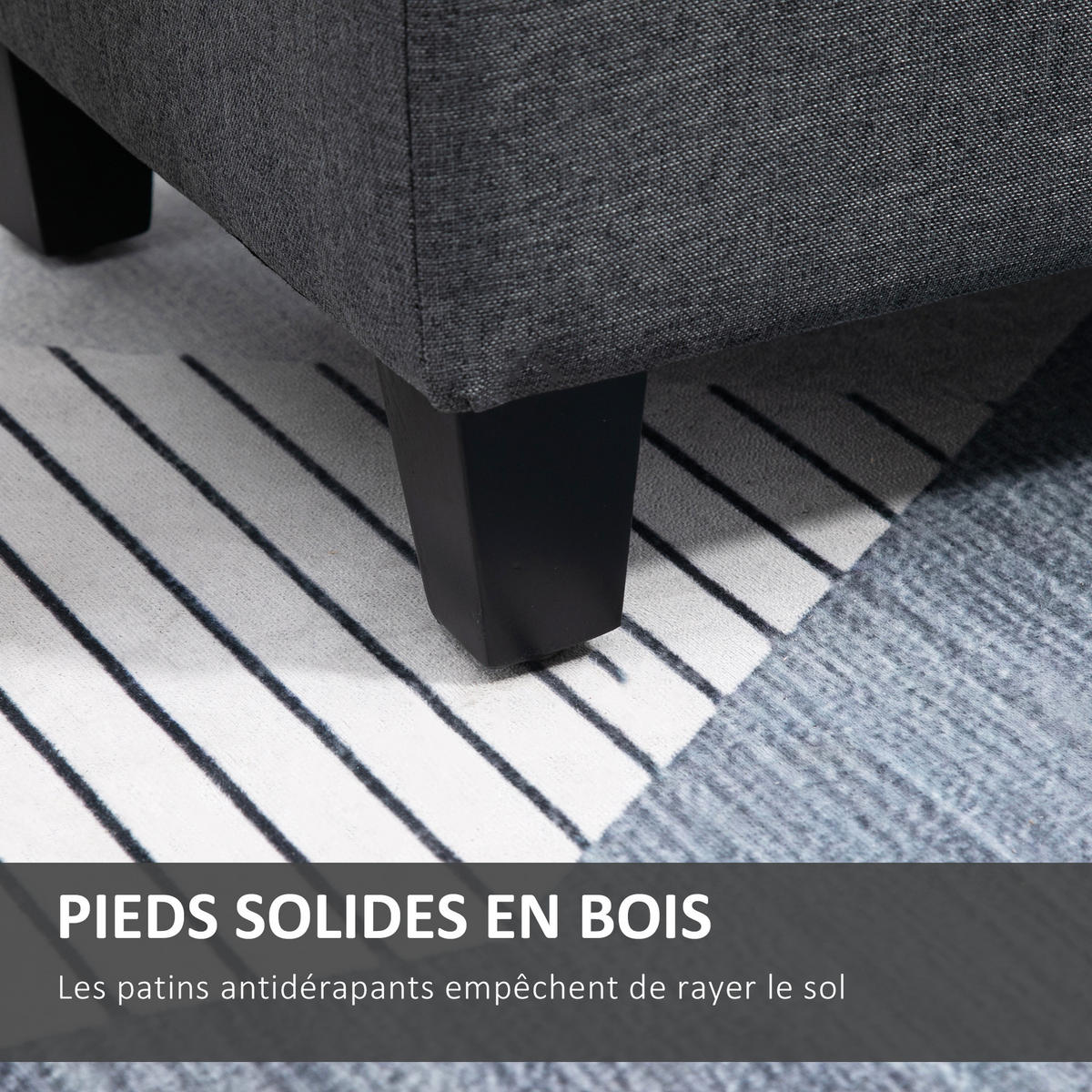 TRUHENBANK DE-16405 mit Knopfheftung und Stauraum Dunkelgrau - Dunkelgrau, Textil (100/44/40cm) - ComfortXL