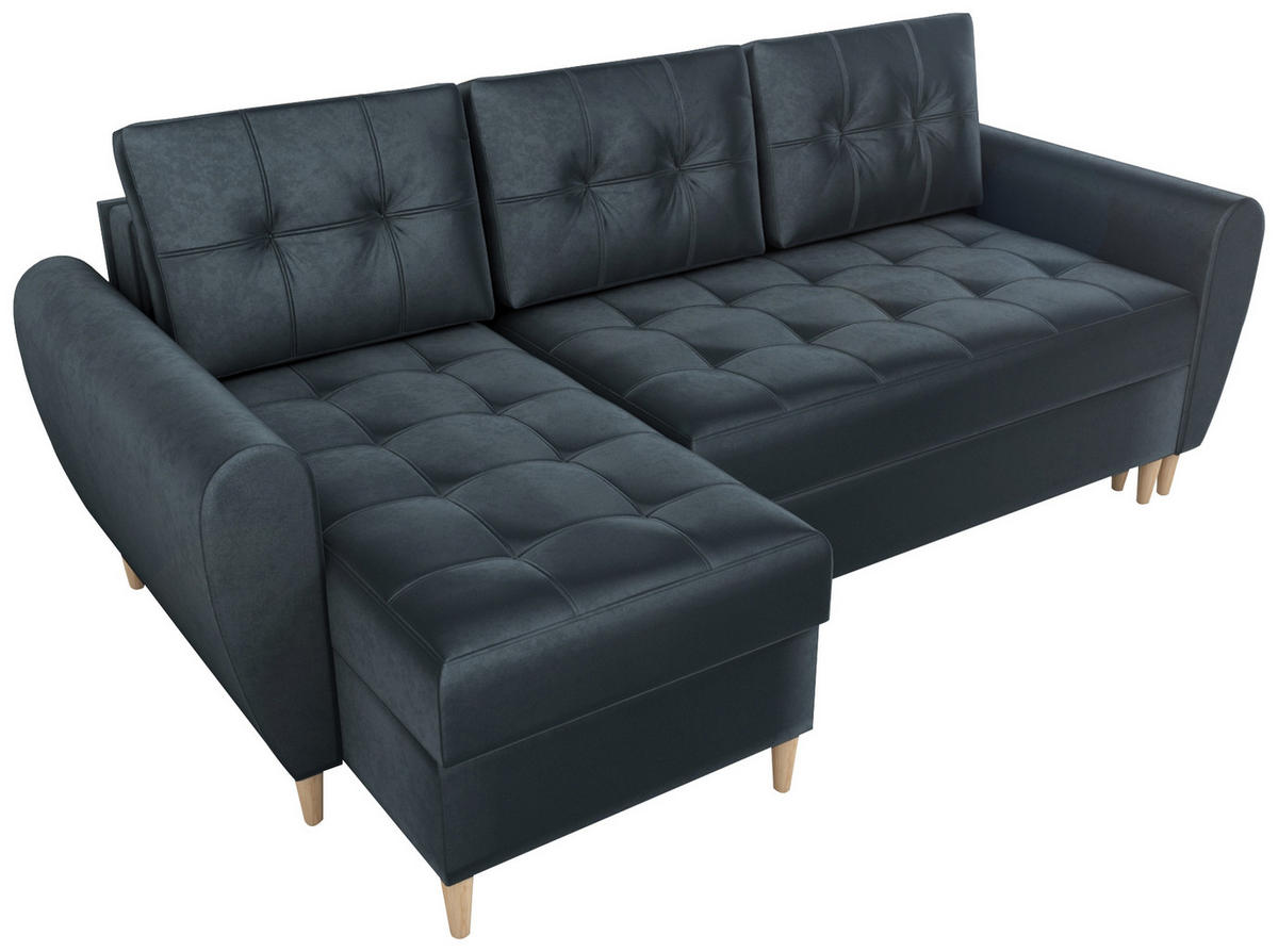 ECKSOFA Henry mit Schlaffunktion Graphit Samtstoff - Graphitfarben, Textil (232/141cm) - Bromarkt