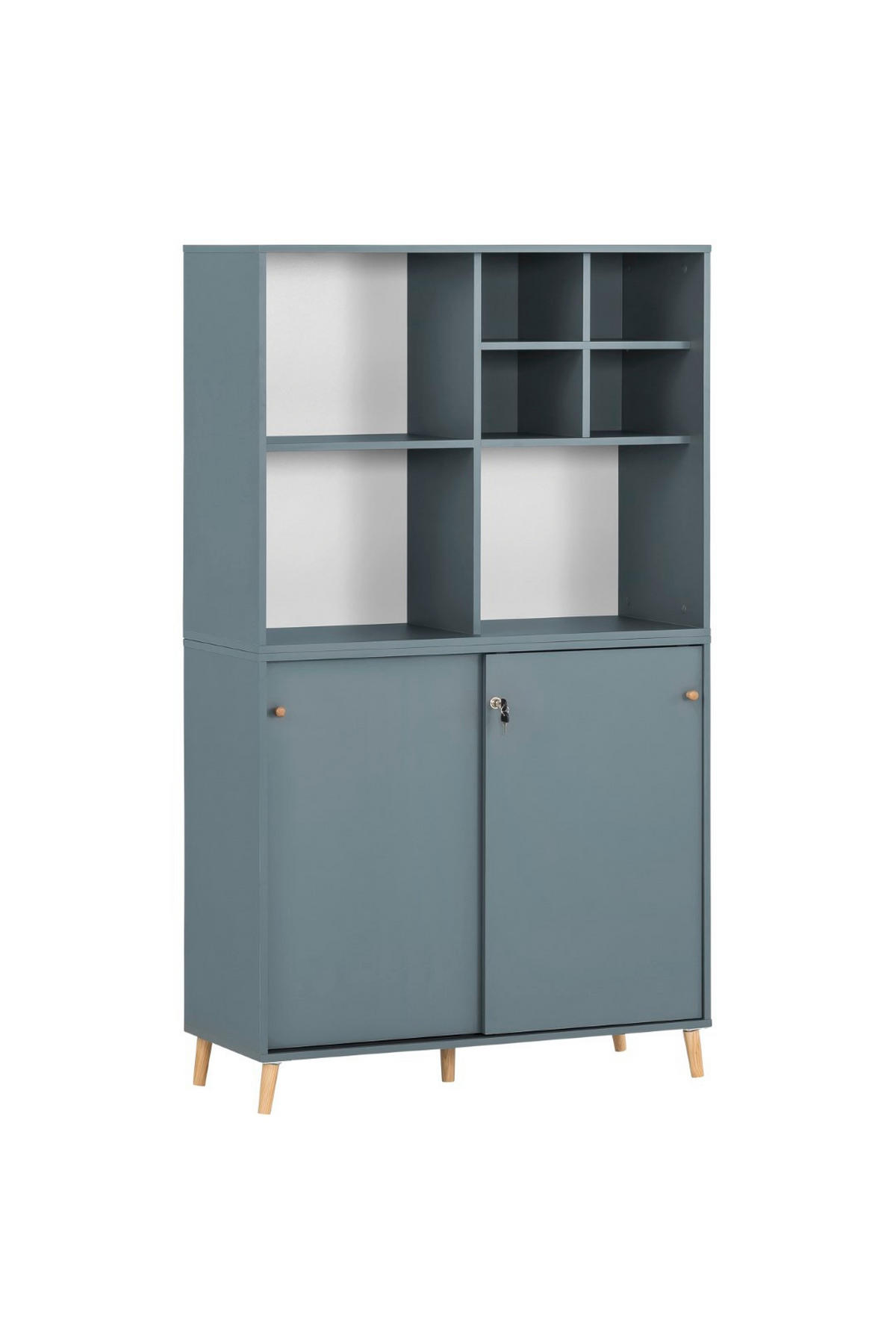 AKTENREGAL Jaguar Set AKTENSCHRANK & REGALKREUZ Breite 100 cm Blau - Blau, Holz (100/168.7/41cm) - PROREGAL