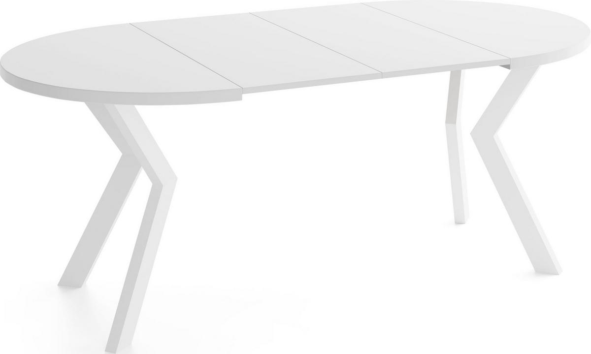 ESSTISCH Savio Weiß rund ausziehbar verlängerbar XXL, Weiß 100-200/100/77 cm - Weiß, Holz/Holzwerkstoff (100/100/77cm) - WFL GROUP