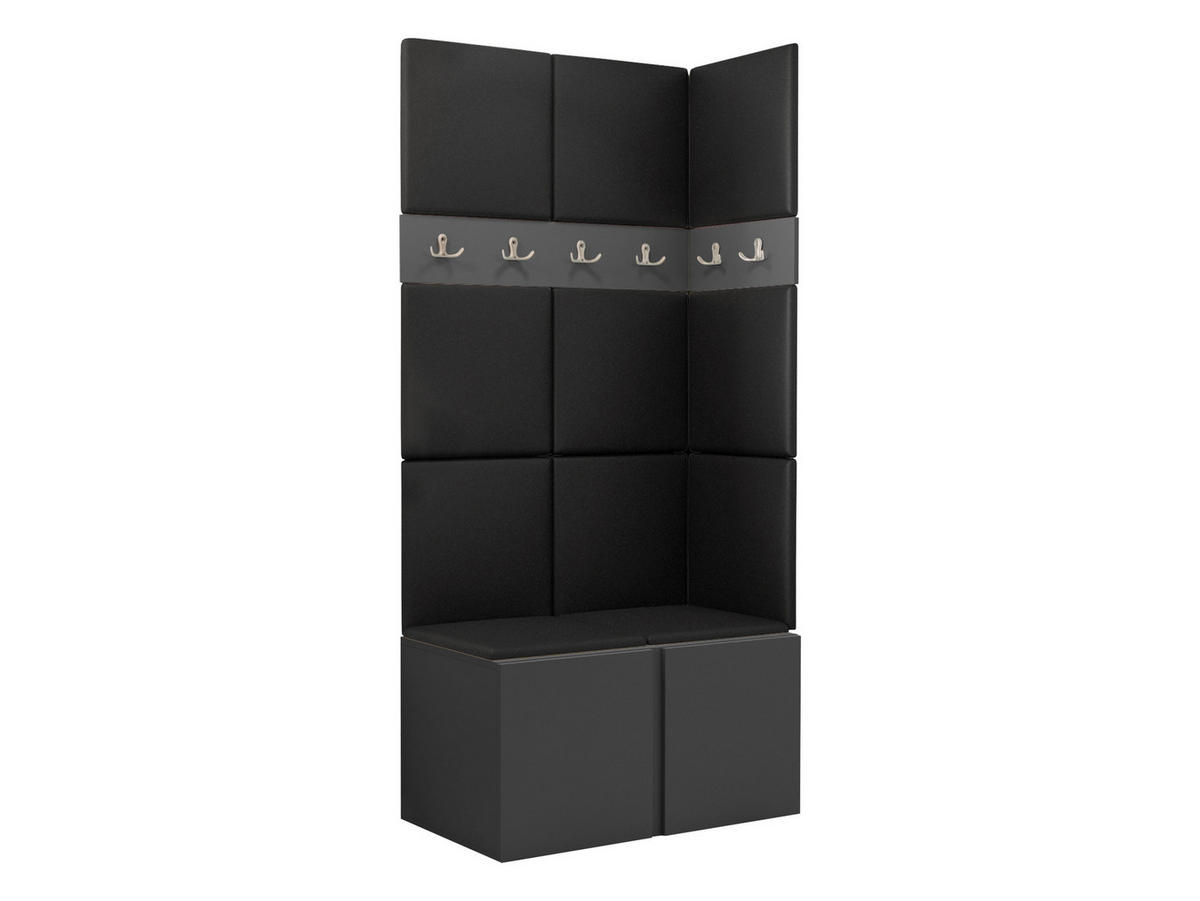 GARDEROBEN-SET Orion I - Graphitfarben/Schwarz, Holzwerkstoff/Kunststoff (84/186/46cm) - MIRJAN24