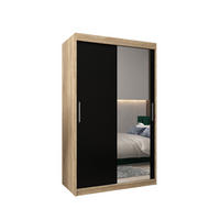 SCHWEBETÜRENSCHRANK 200/120/62 2-türig - Silberfarben/Schwarz, Holz/Kunststoff (120/200/62cm) - Abiks Möbel