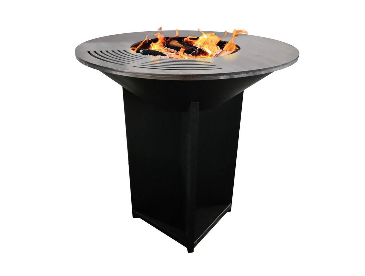 HOLZKOHLEGRILL Feuerschale Schwarz inkl. Schutzhülle - Schwarz, Metall (98/100/98cm) - Purline