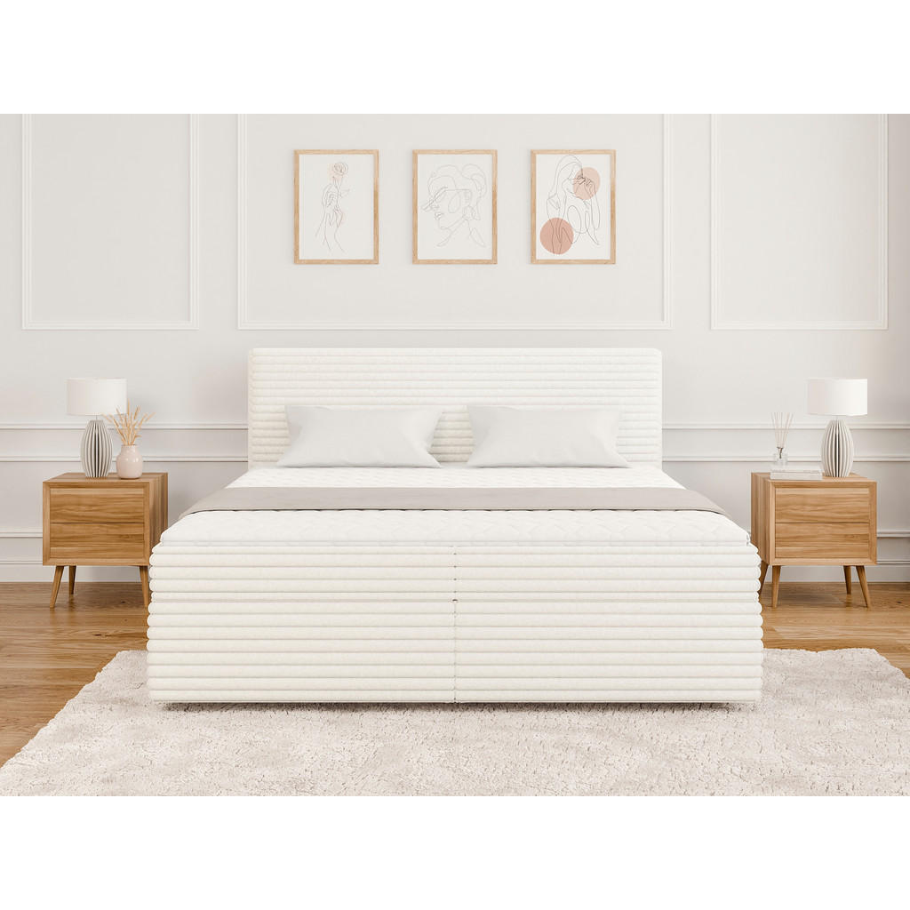 Thumbnail - S-Style Möbel Boxbett, Beige, Textil, Echtholz,Buche, Birke, 2-Sitzer, 180x200 cm, Blauer Engel, FSC Mix, Oeko-Tex®, Her...