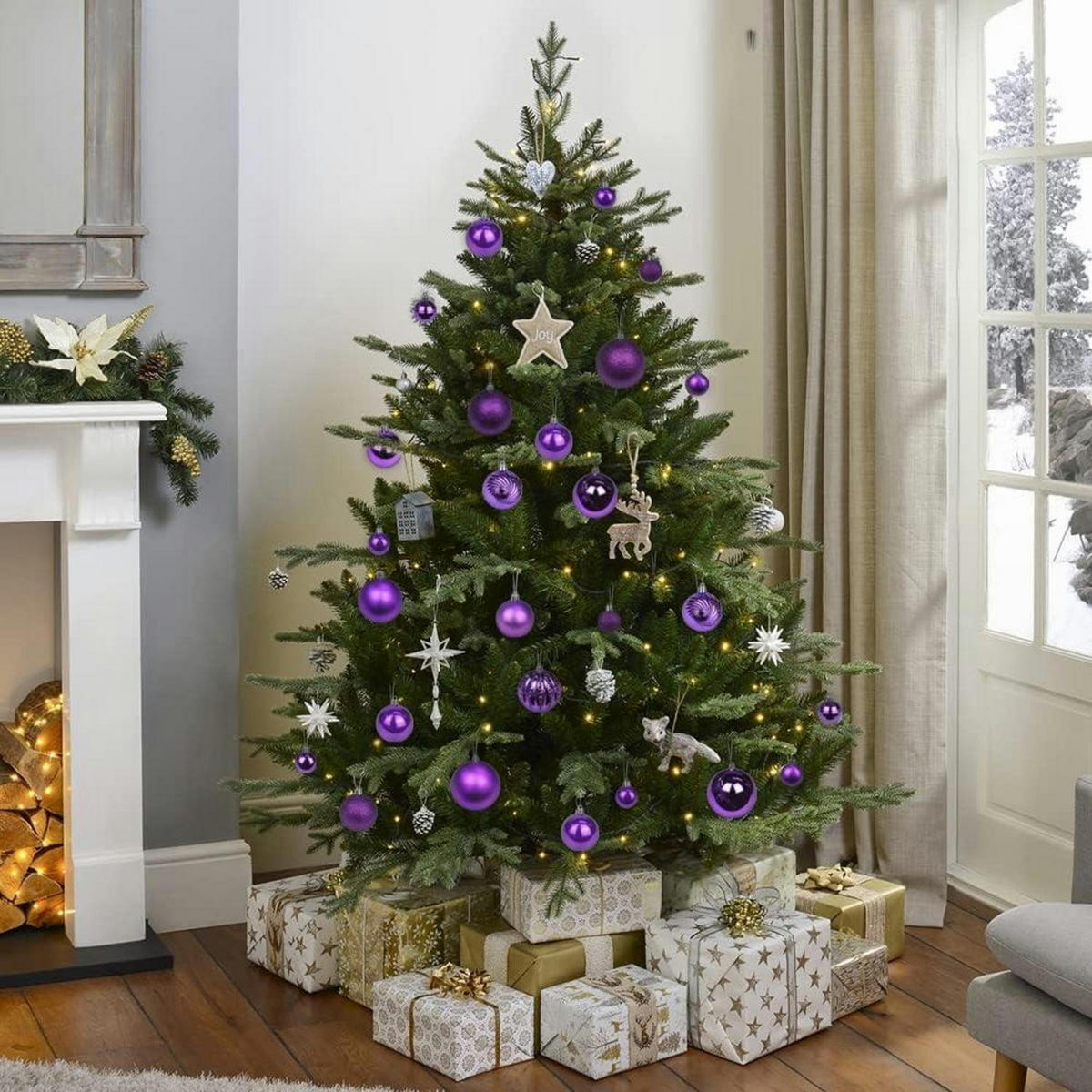 WEIHNACHTSKUGELN 40 Stück 4 cm bruchsicher Kunststoff Lila - Multicolor, Kunststoff (4/4/4cm)