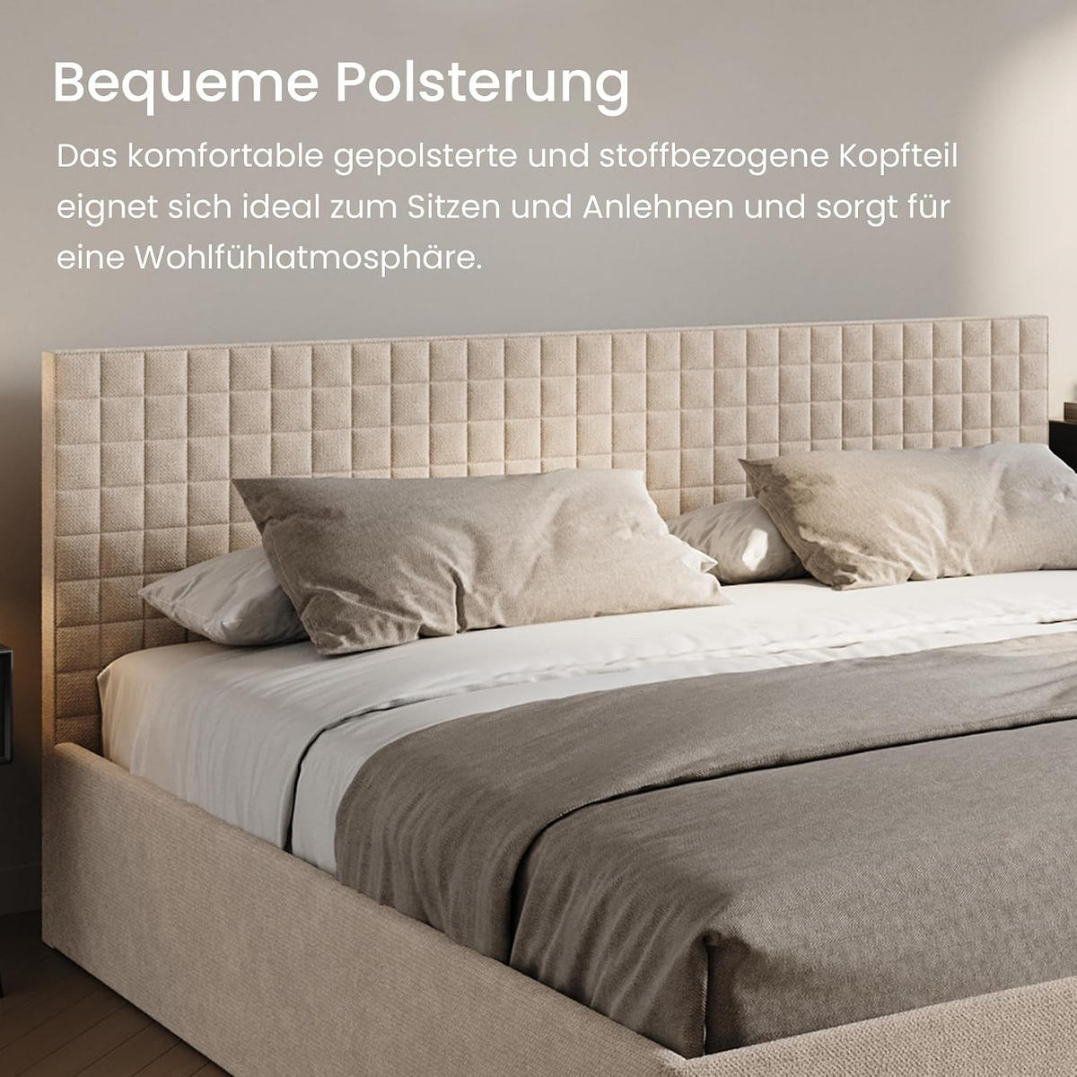 POLSTERBETT VARDO-Stoff 200x200 cm in Beige - Beige, Textil (200/200cm) - Home Collective