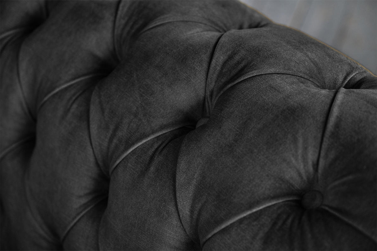 SOFA NILO Grau Velvet - Anthrazit/Silberfarben, Textil (220/77/87cm) - KAWOLA