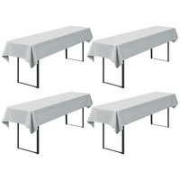 TISCHDECKE 4-teiliges Set Hellgrau 250 x 100 cm - Grau, Textil (250/100/1.5cm)