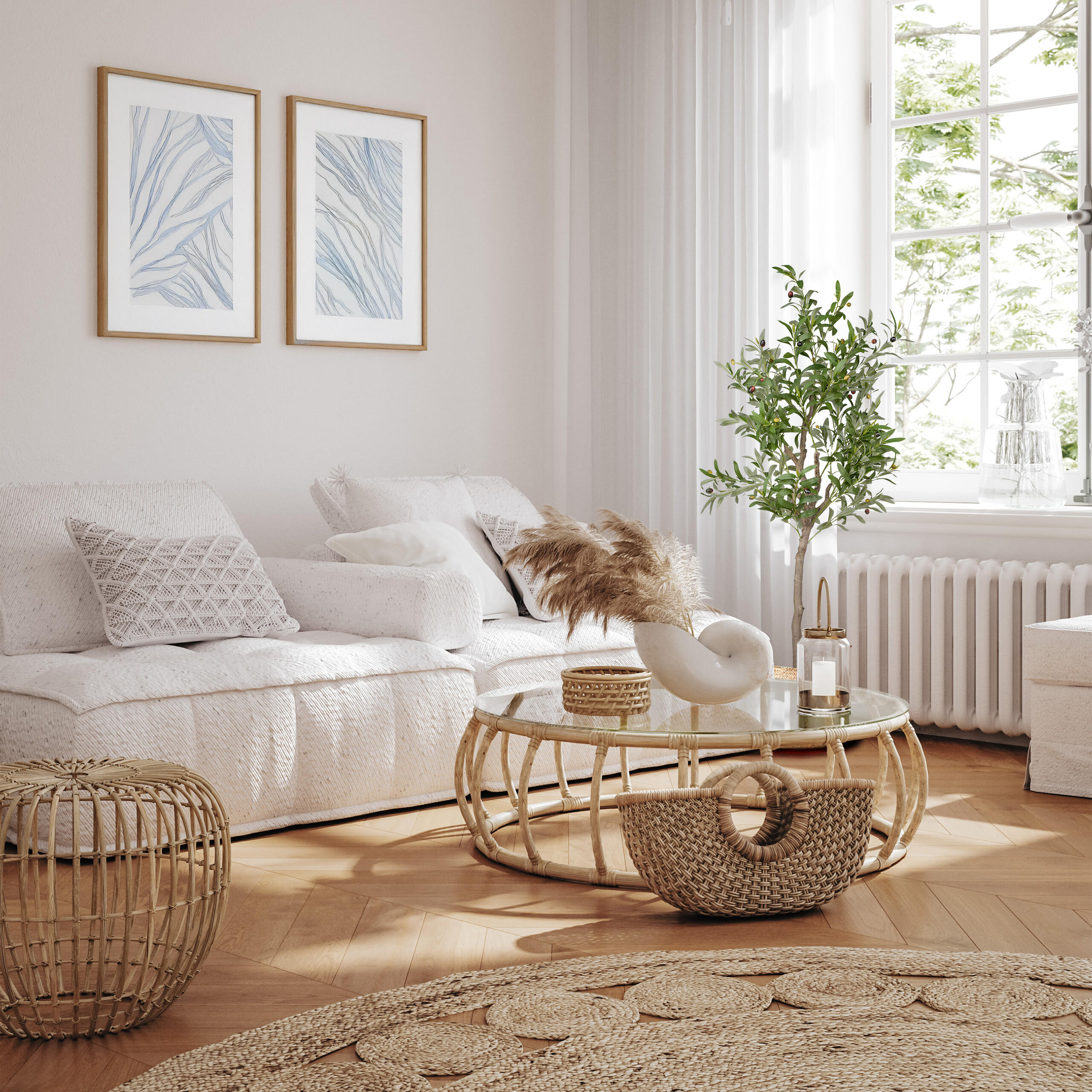 OLIVENBAUM - Dunkelgrün/Grün, Kunststoff/Stein (150cm) - Relaxdays