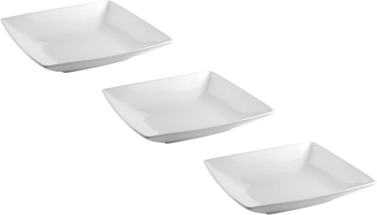 TIEFER TELLER Tiefe Teller Yong Squito 22 x 22 cm - Weiß - 3er-Set - Weiß, Keramik (22/22/39cm)