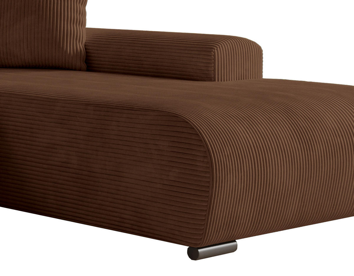 ECKSOFA Nelly mit Bettkasten und Schlaffunktion, Cordstoff in L-Form - Braun, Textil (270/185cm)