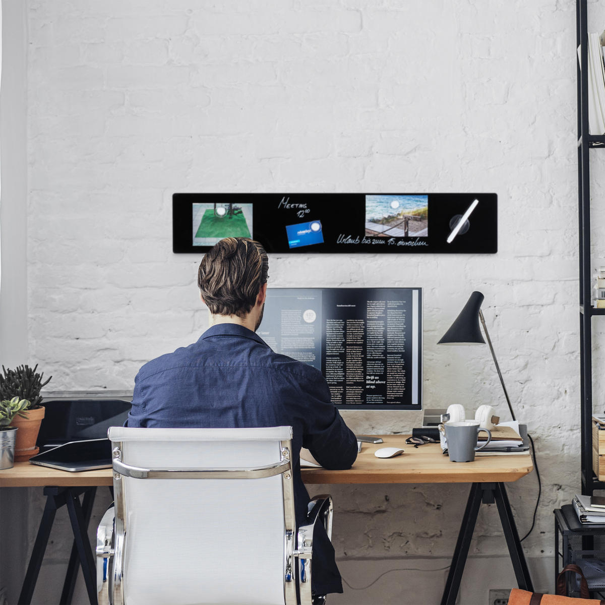 MAGNETTAFEL - Schwarz, Glas/Metall (80/15/0.4cm) - Relaxdays