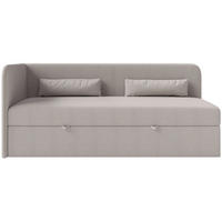 JUGENDBETT Calmmo Dunkelbeige mit Chenille-Bezug, Kopfteil links - Cappuccino, Textil (90/200cm) - Selsey