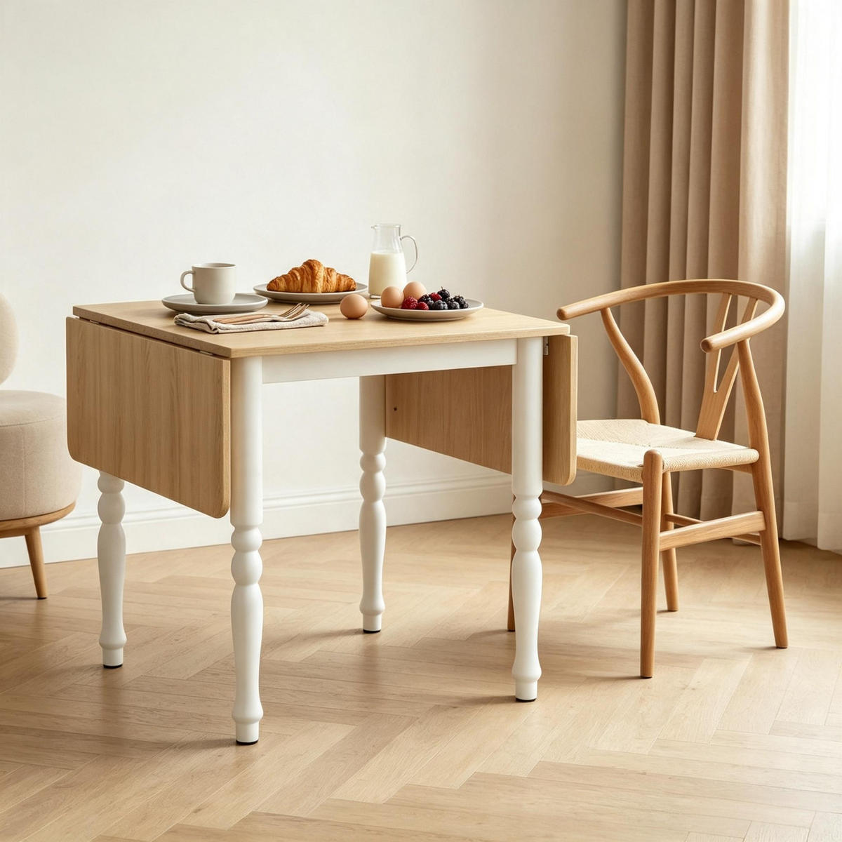 KLAPPTISCH 74-134/80/75 cm mit Stahlfüßen DE-39952 Natur - Eichefarben, Holzwerkstoff (80/134/75cm) - ComfortXL