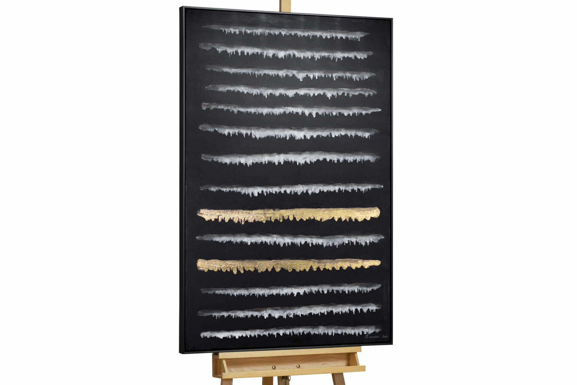ACRYLBILD HANDGEMALT Schwarz 83/123 cm - Schwarz, Textil (82.5/122.5cm) - KUNSTLOFT