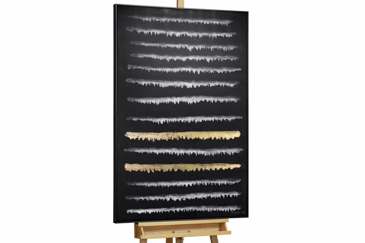 ACRYLBILD HANDGEMALT Schwarz 83/123 cm - Schwarz, Textil (82.5/122.5cm) - KUNSTLOFT