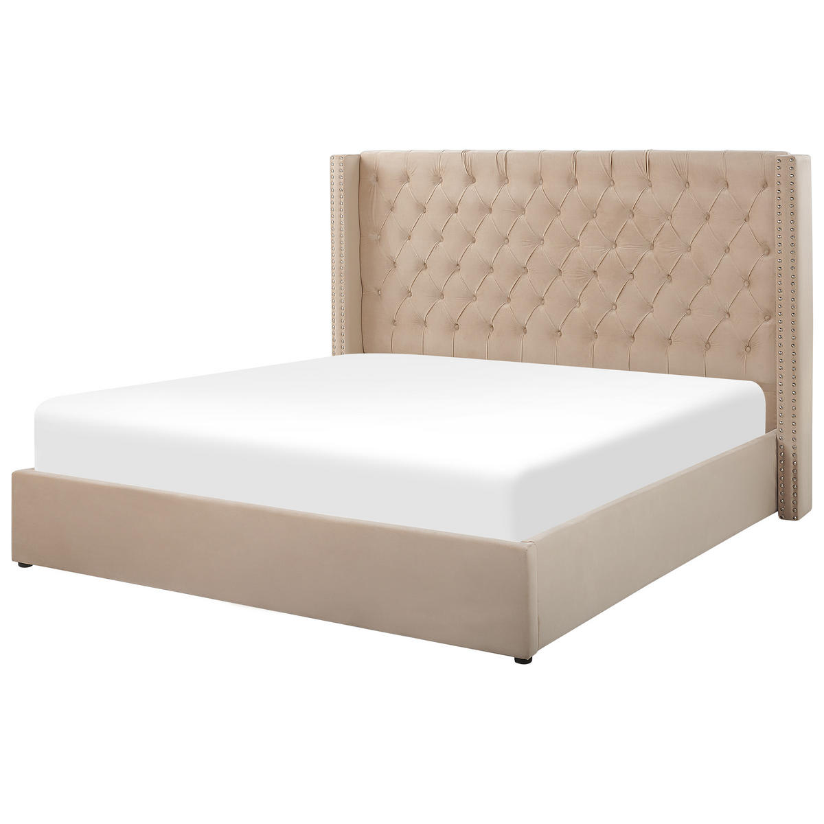 POLSTERBETT 160/200cm Beige Lubbon - Beige, Textil (160/200cm) - Beliani