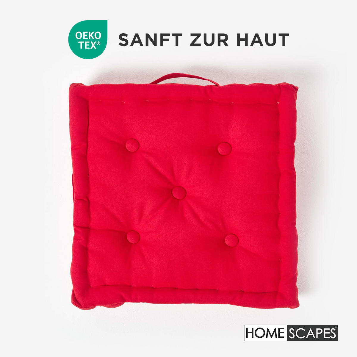 SITZKISSEN rot 50/50/10 cm – Bodenkissen unifarben - Rot, Textil (50/50/10cm) - Homescapes