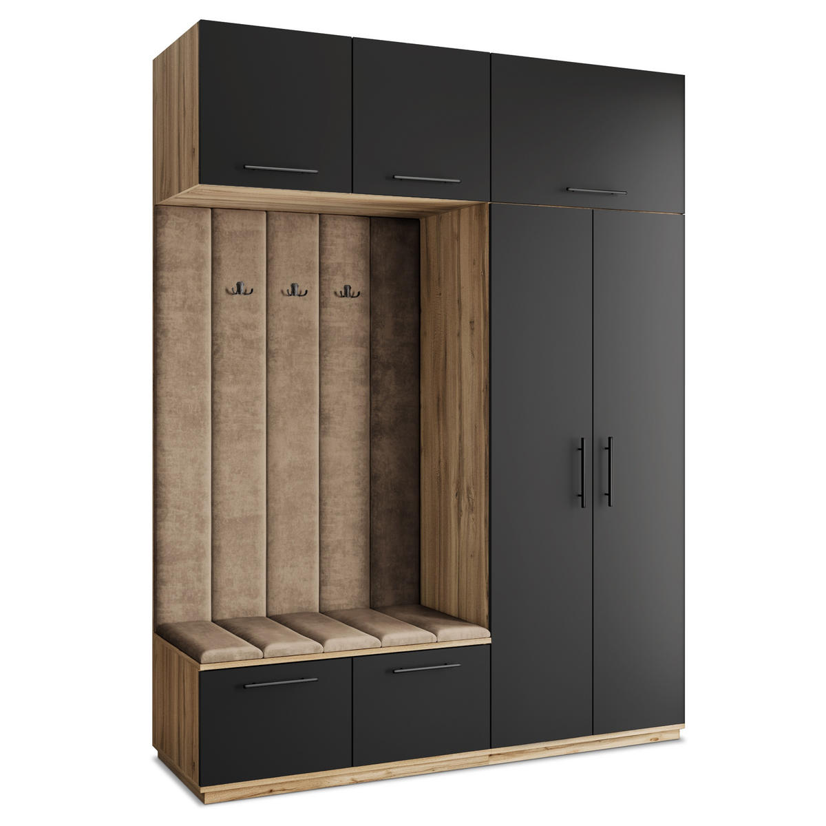 GARDEROBENSCHRANK REMA 180/240/60 cm Modern Garderobe-Set Eiche Wotan - Beige/Eiche Wotan, Holzwerkstoff (180/240/60cm) - MASSENO