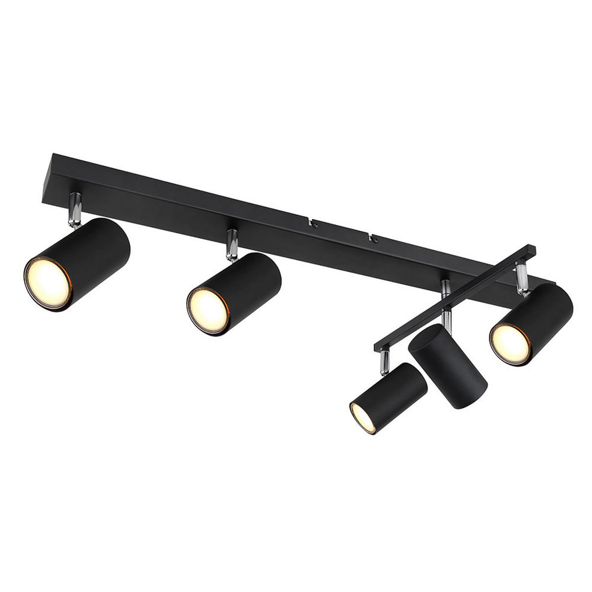 DECKENLEUCHTE Metall Schwarz bewegliche Spots - Schwarz, Metall (70/35/17cm) - Globo Lighting