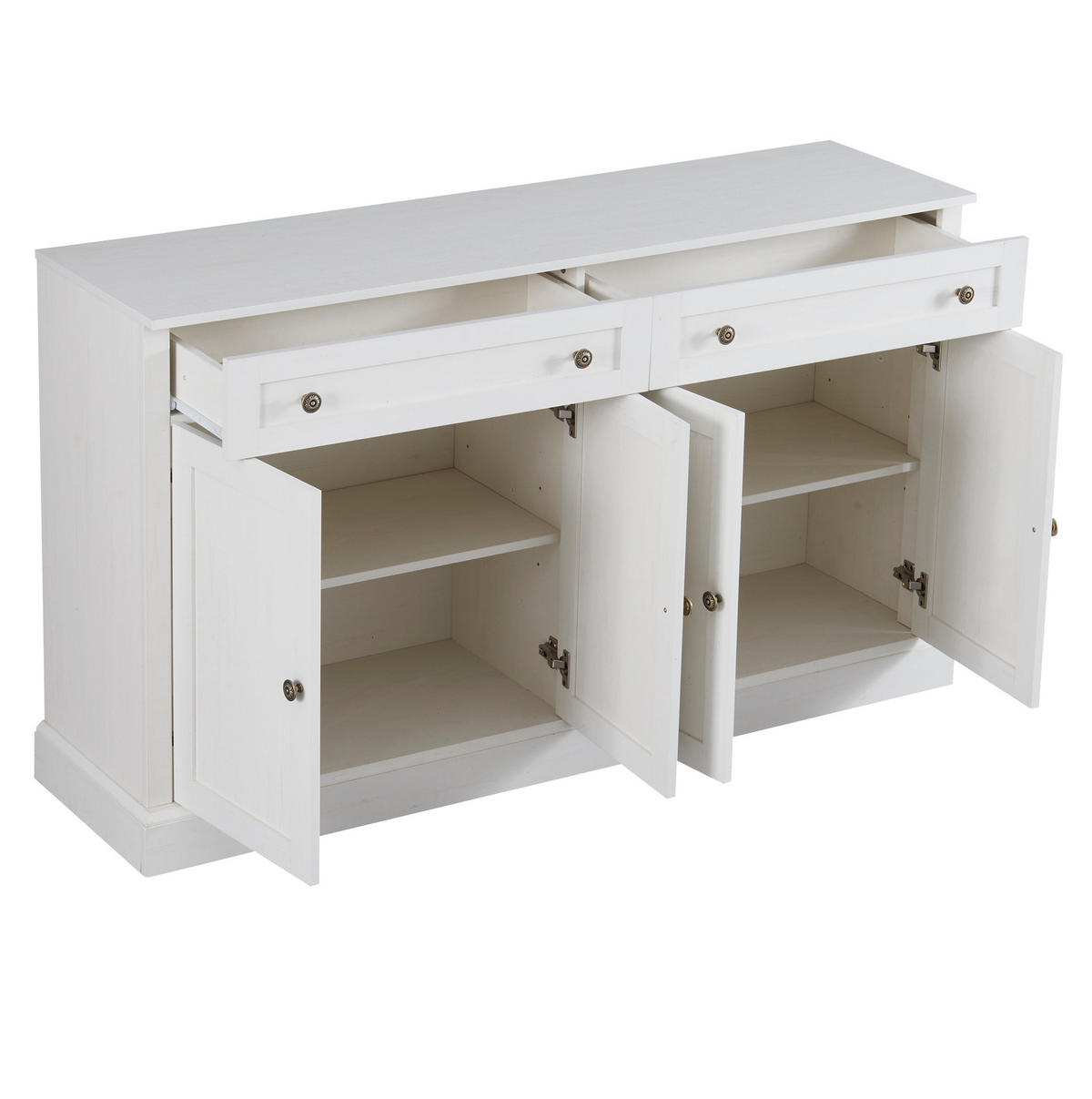 SIDEBOARD 150/40/86 cm in Antikweiß mit 4 Türen und 2 Schubladen - Weiß, Holzwerkstoff (150/86/40cm) - Flora Grace
