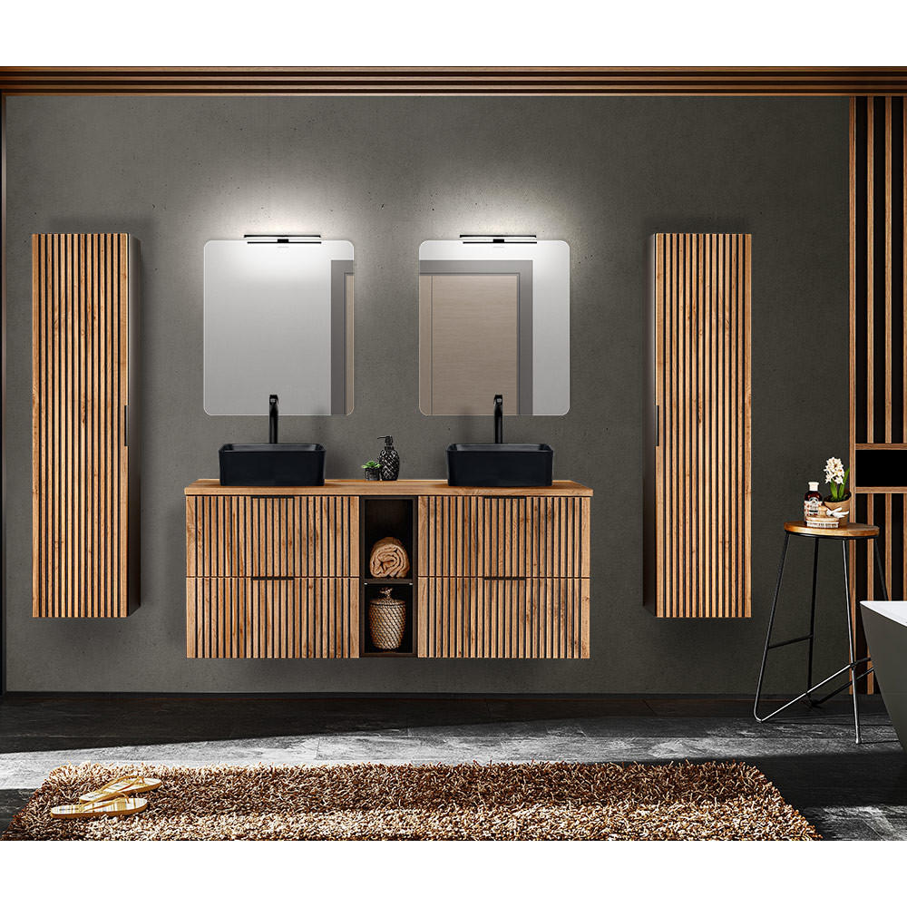 BADMÖBEL-SET 5-TLG. Xanten-56 - Braun, Holzwerkstoff (241/200/47cm) - Lomado