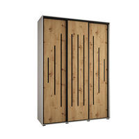 SCHWEBETÜRENSCHRANK 235,2/170/45 3-türig - Schwarz/Eiche Artisan, Holz/Metall (170/235/45cm) - Abiks Möbel