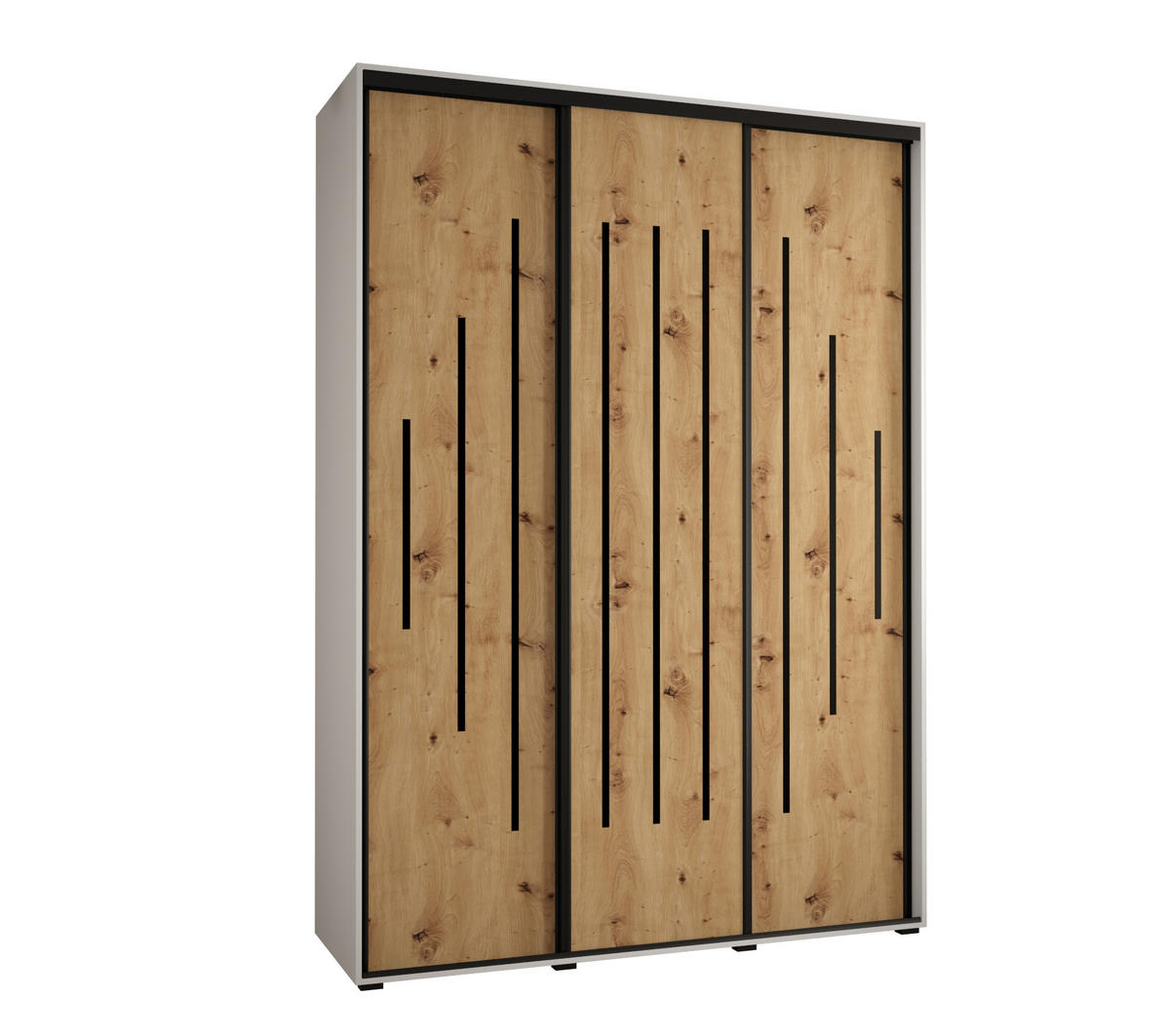 SCHWEBETÜRENSCHRANK 235,2/170/45 3-türig - Schwarz/Eiche Artisan, Holz/Metall (170/235/45cm) - Abiks Möbel
