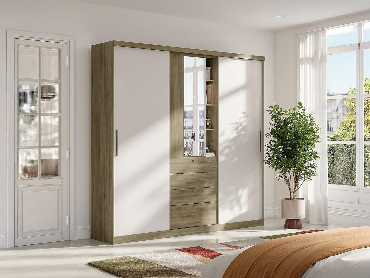 KLEIDERSCHRANK - 240 cm x 53 cm - Holz, Platte - Naturfarben Hell BODIL - Naturfarben, Holz (240/231/53cm) - Vente-Unique