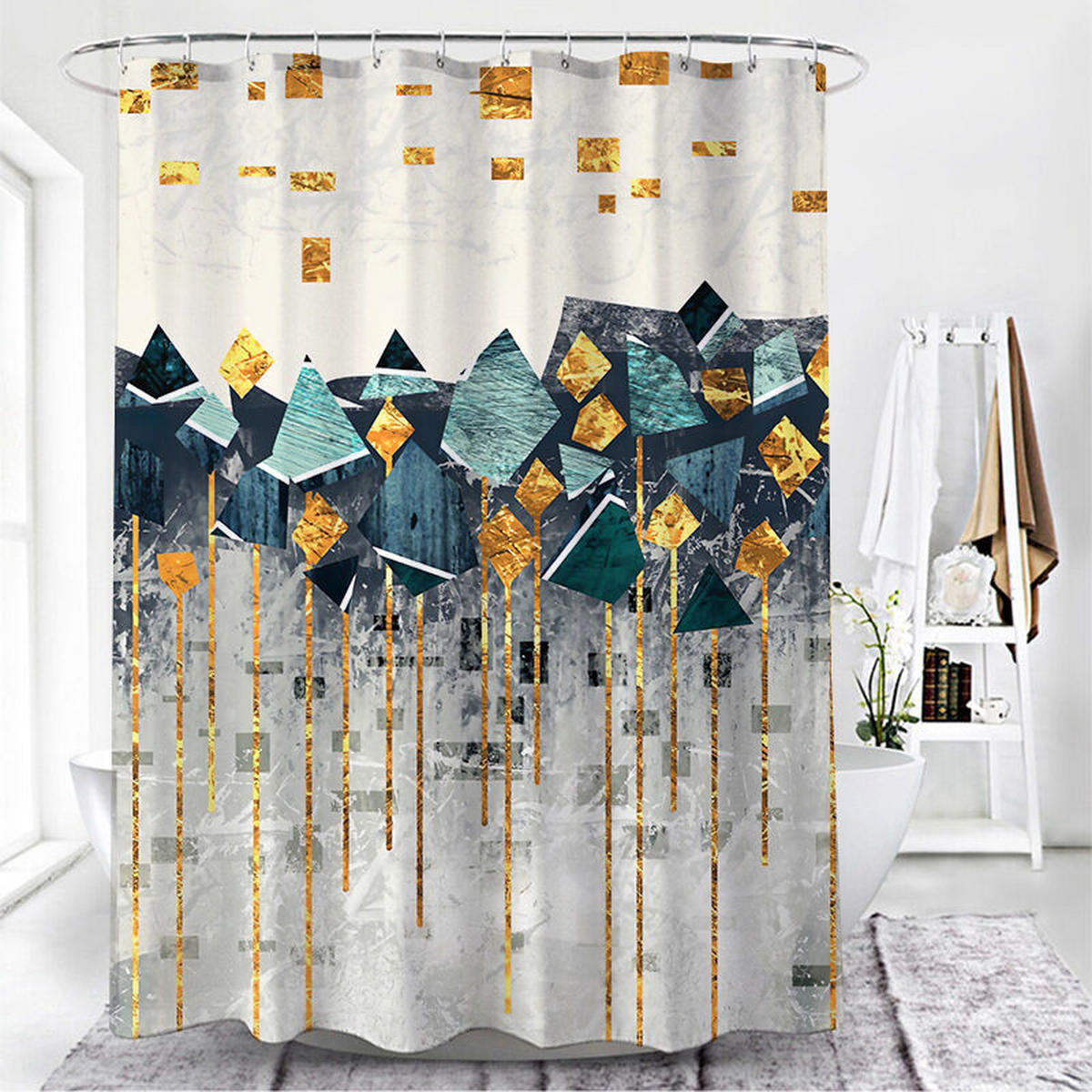 DUSCHVORHANG 120 x 180 cm schimmelresistent maschinenwaschbar mit Haken für Badezimmer - Multicolor, Textil (120/180cm) - MCBOSON