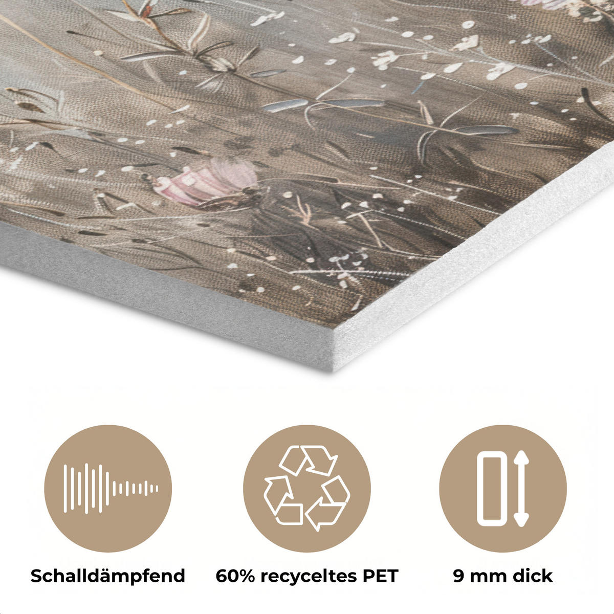 AKUSTIKBILD Blumen - Rosa - Modern - Beige Akustikpaneele 90x60 cm - Beige, Kunststoff (90/60/0.9cm) - MuchoWow
