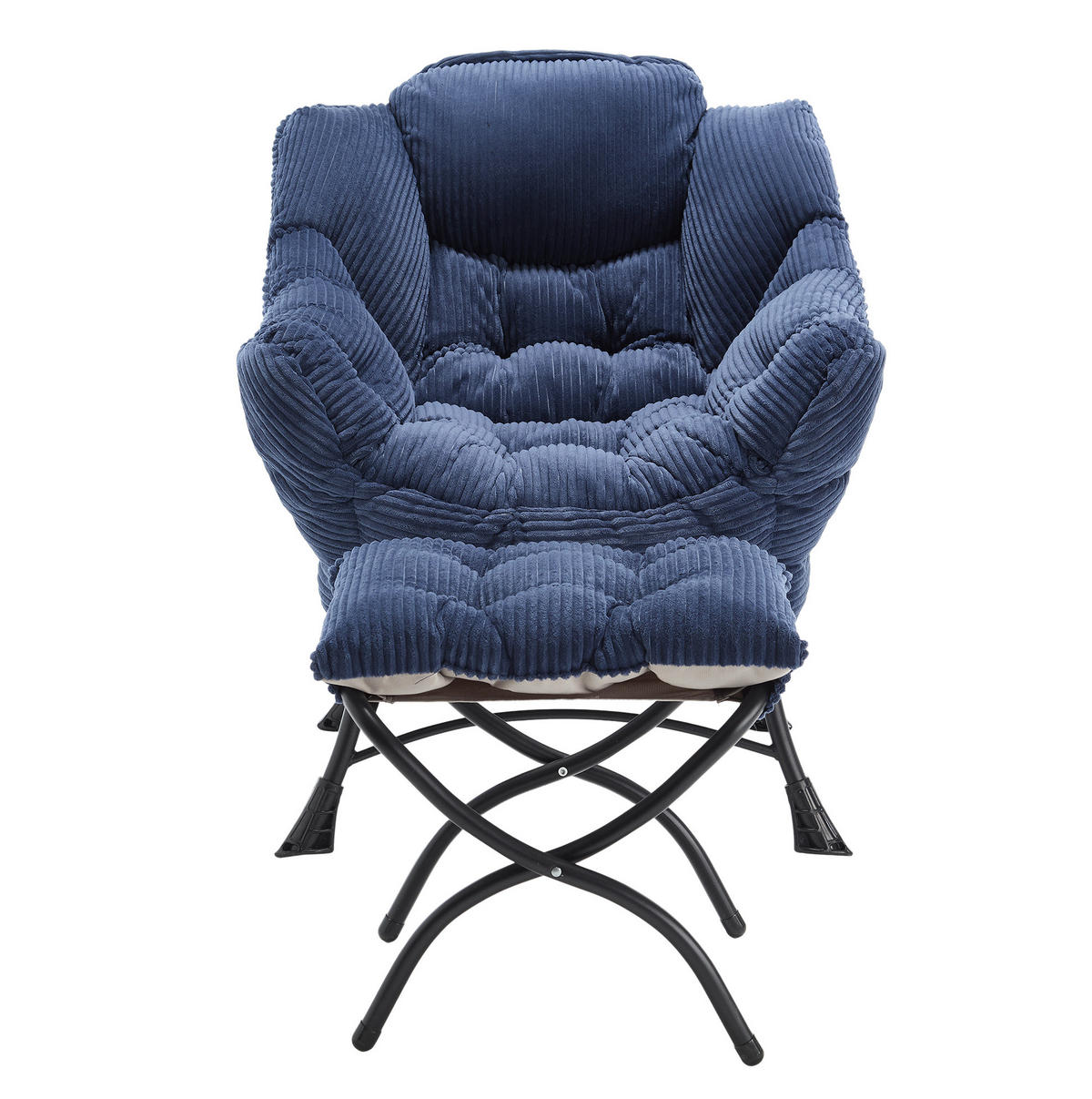 SESSELSET 69,9/64/95 cm in Marineblau mit Hocker und Seitentasche - Dunkelblau, Textil (69.9/95/64cm) - Flora Grace