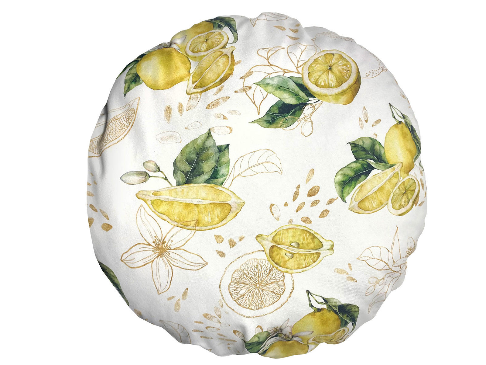 KISSENHÜLLE Rund Italy Collection Zitronen 50 cm Ø - Ecru/Gelb, Textil (50/50cm) - beties Heimtextil