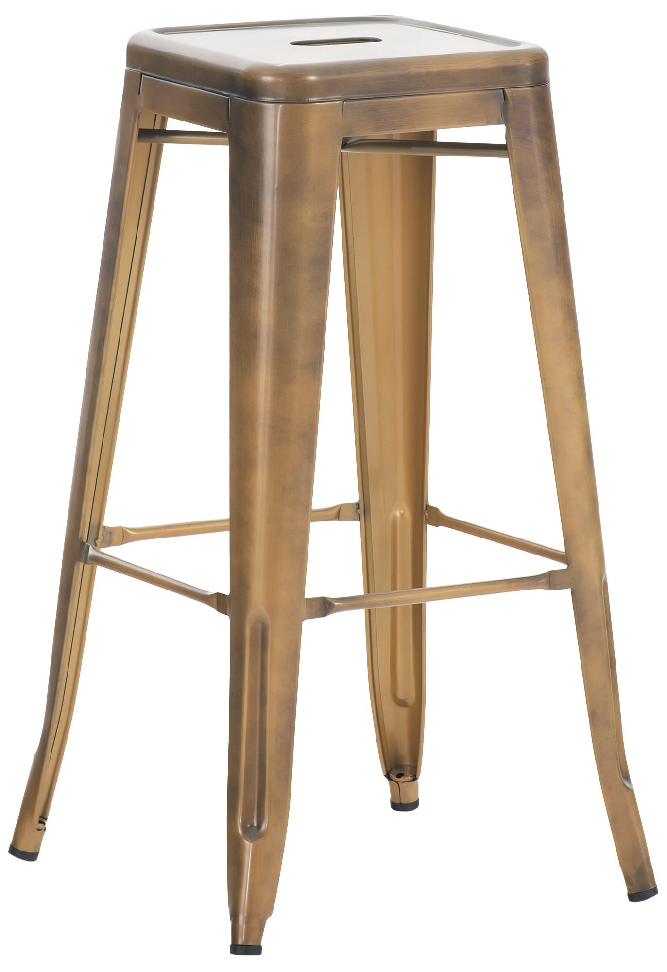 BARHOCKER Metall Gold - Eukalyptusholzfarben/Goldfarben, Metall (43/76/43cm) - CLP