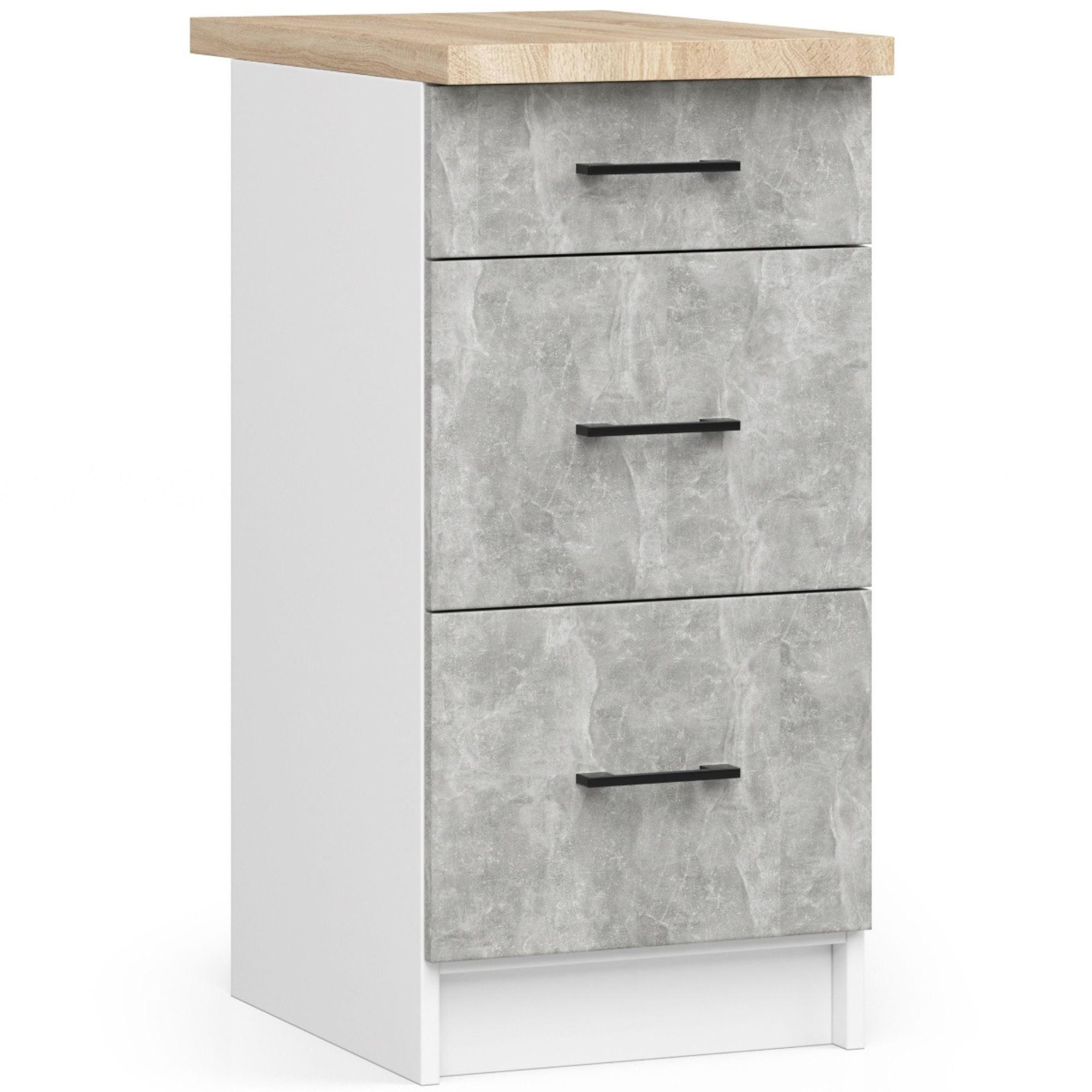 UNTERSCHRANK Weiß, Beton 85/40/46 - Hellgrau/Weiß, Holzwerkstoff (40/85/46cm) - RAUMHIRSCH FURNITURE