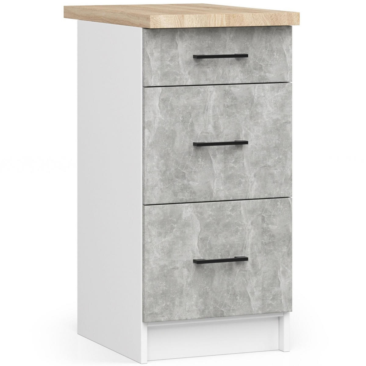 UNTERSCHRANK Weiß, Beton 85/40/46 - Hellgrau/Weiß, Holzwerkstoff (40/85/46cm) - RAUMHIRSCH FURNITURE