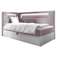 BOXBETT Gold Junior 3, Seite zum Öffnen des Bettkastens: Links - H3 - Weiß/Rosa, Holz (100/200cm) - MIRJAN24