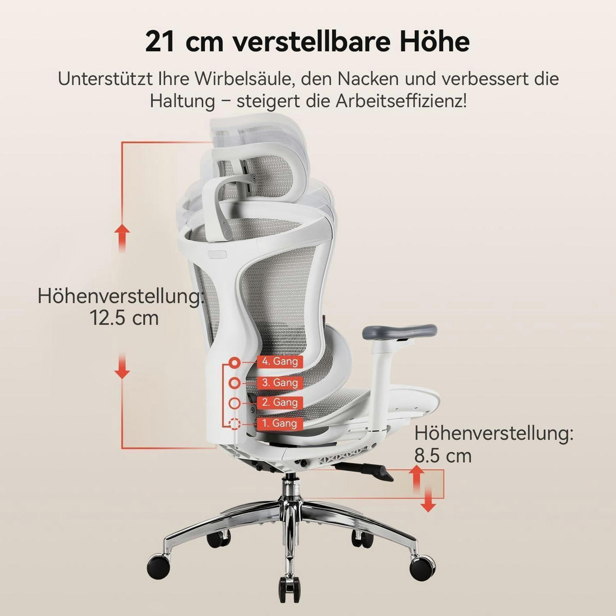 BÜROSTUHL Doro C300 Ergonomisch Weiß - Grau, Textil (75/65/117cm)