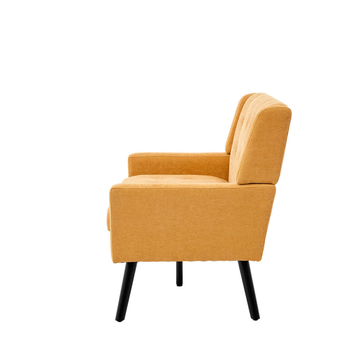 SITZBANK 2-Sitzer Leinenbezug mit Tufting, Massivholzbeinen 119/75/88 cm Gelb - Gelb, Textil (75/88/119cm) - Redom