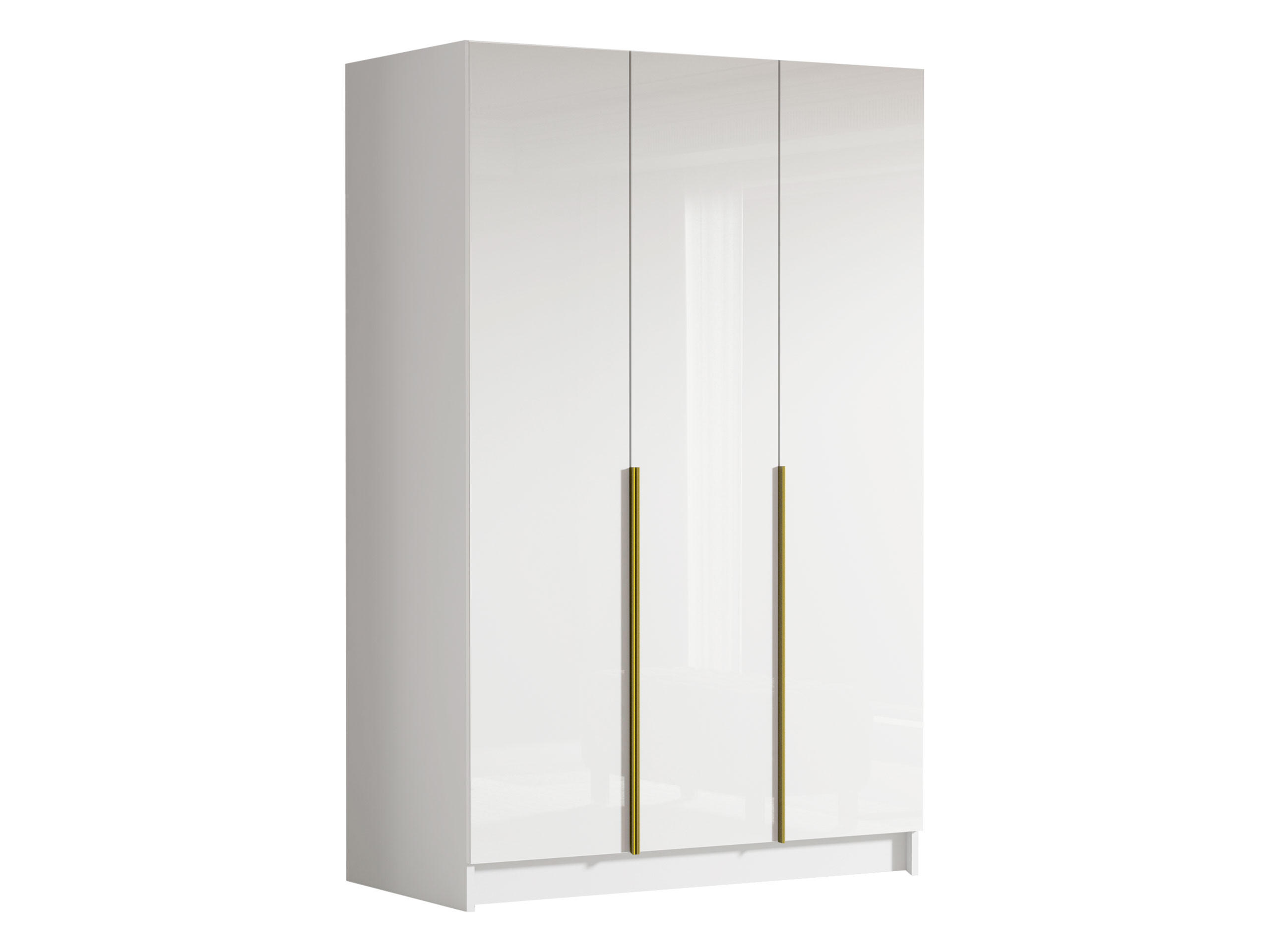 KLEIDERSCHRANK Calia I - Weiß Hochglanz/Goldfarben, Holzwerkstoff/Metall (150/215/58cm) - MIRJAN24