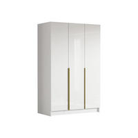 KLEIDERSCHRANK Calia I - Weiß Hochglanz/Goldfarben, Holzwerkstoff/Metall (150/215/58cm) - MIRJAN24