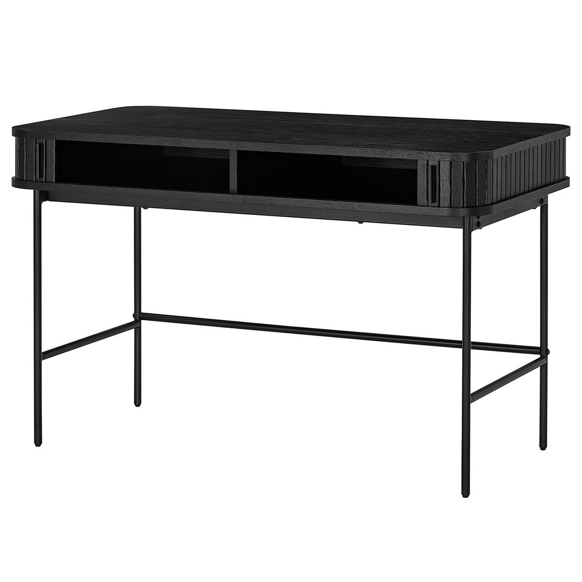 SCHREIBTISCH - MDF / Eisen - Eiche - Eichefarben/Schwarz, Holzwerkstoff/Metall (60/120/76cm) - home24