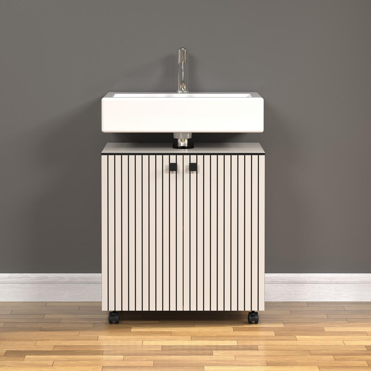 WASCHBECKENUNTERSCHRANK PureBliss Hellgrau - Hellgrau, Holzwerkstoff (60/64/42cm) - Trendteam