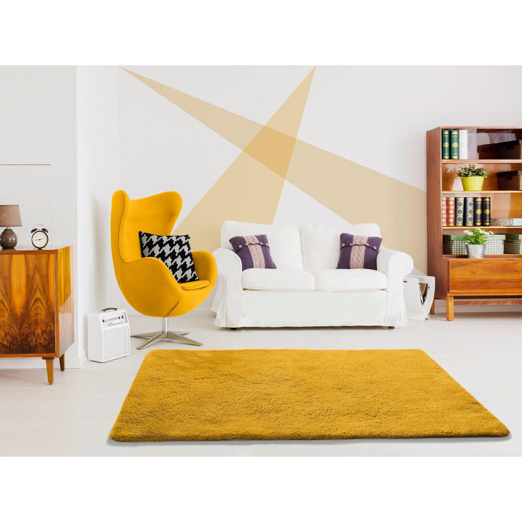 Thumbnail - Atticgo Hochflorteppich, Honig, Textil, Uni, Rechteckig, 60x100 cm, Oeko-Tex® Standard 100, waschbar, antistatisch, leic...