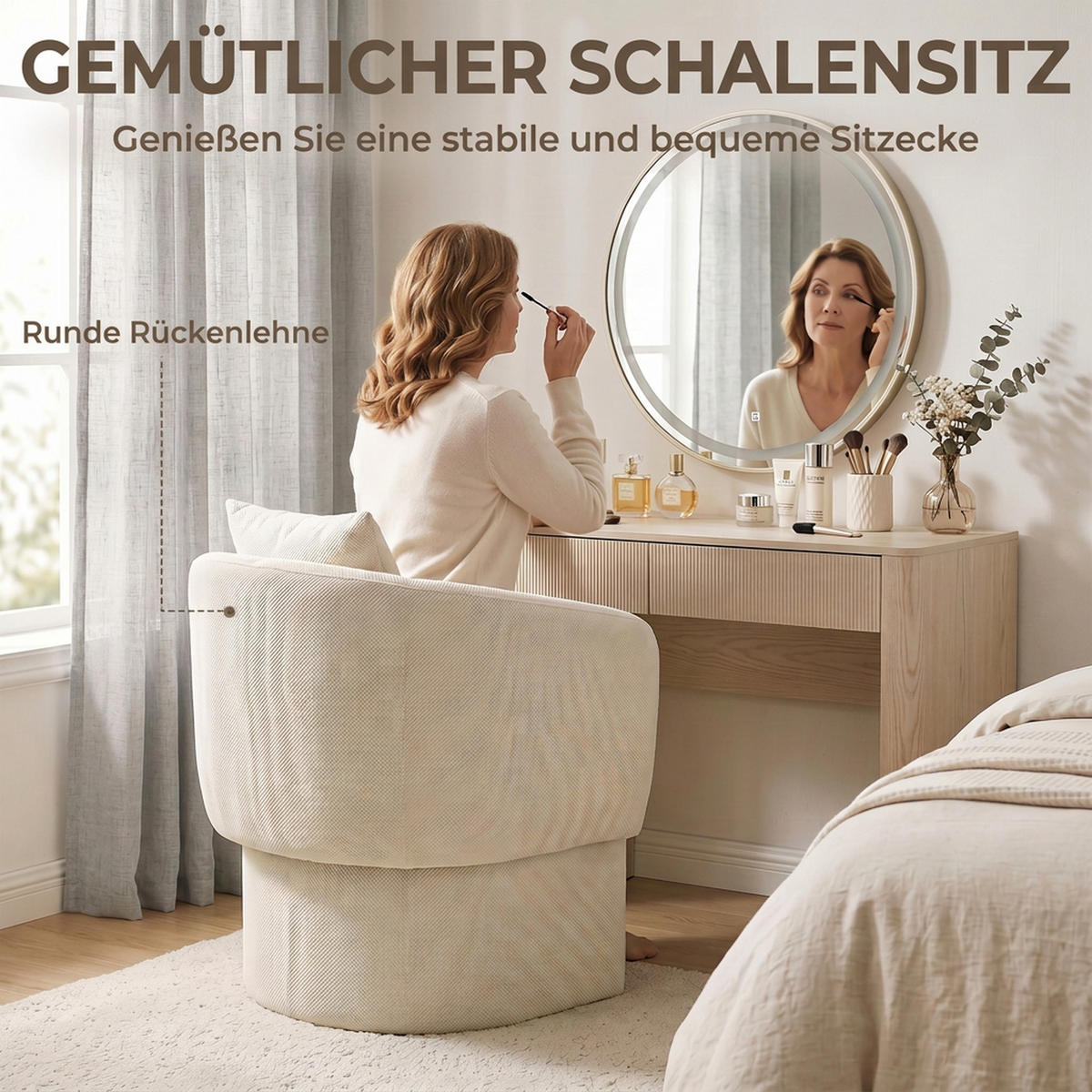 LOUNGESESSEL-SET 2er Set Chenille Beige - Beige, Holzwerkstoff/Textil (62/70/72cm) - HOMCOM